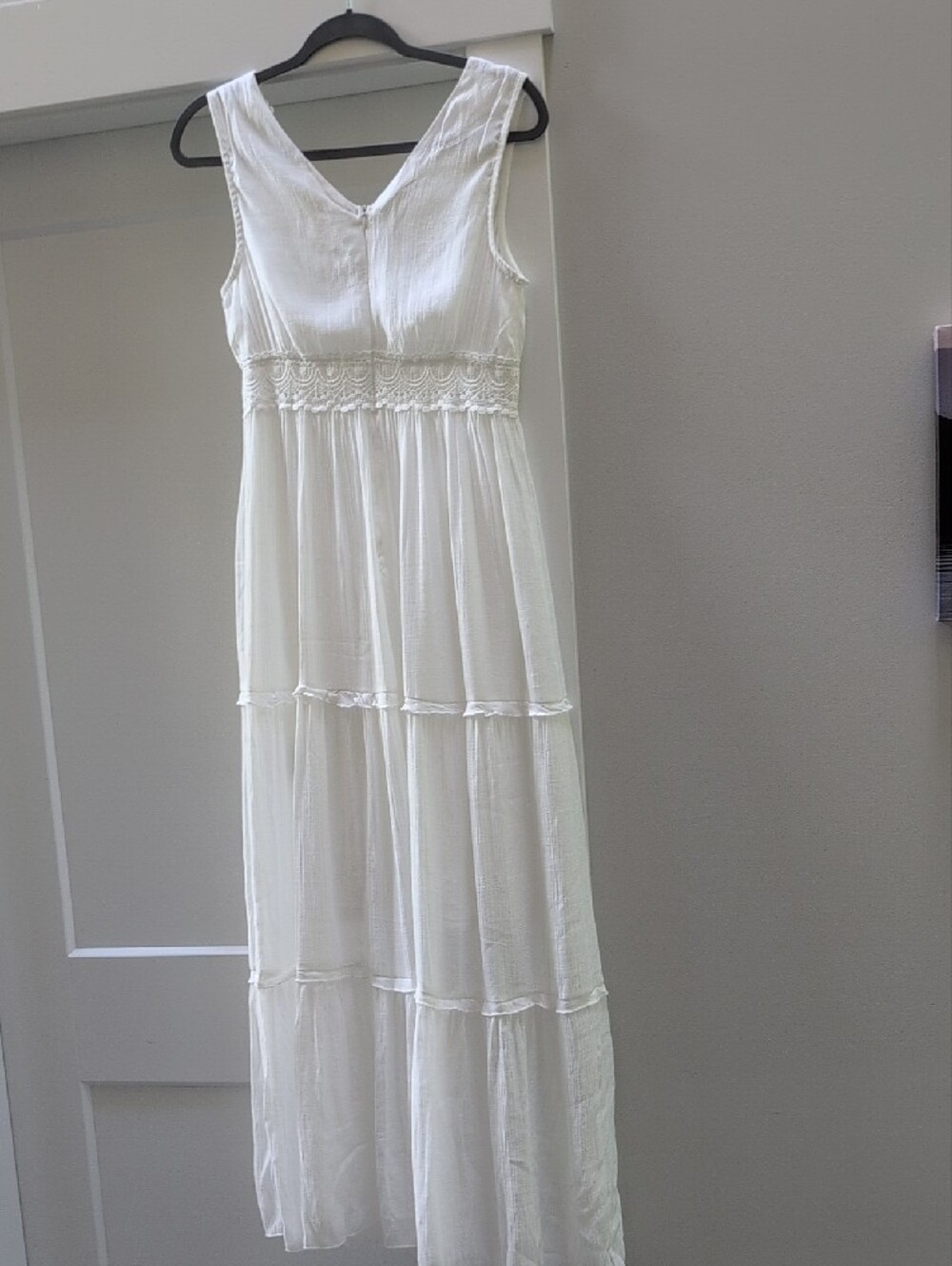 NWT Rebellion White Lace-Trim Tiered Maxi Dress M - Picture 3 of 4